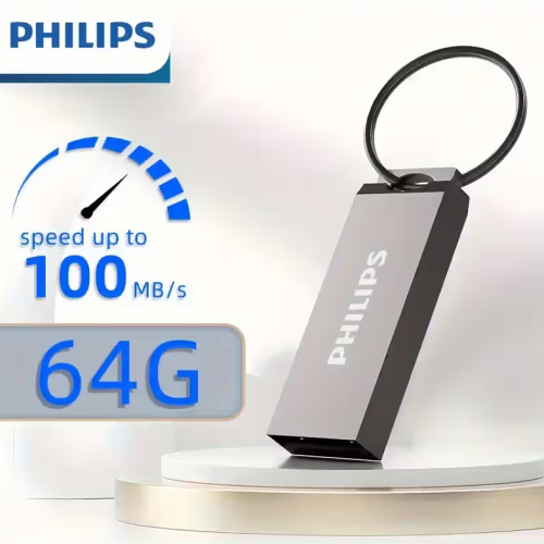PHILIPS Ultra High-Speed 64GB Retractable USB Flash Drive | Durable Memory Stick with Lanyard for Data Storage And Transfer