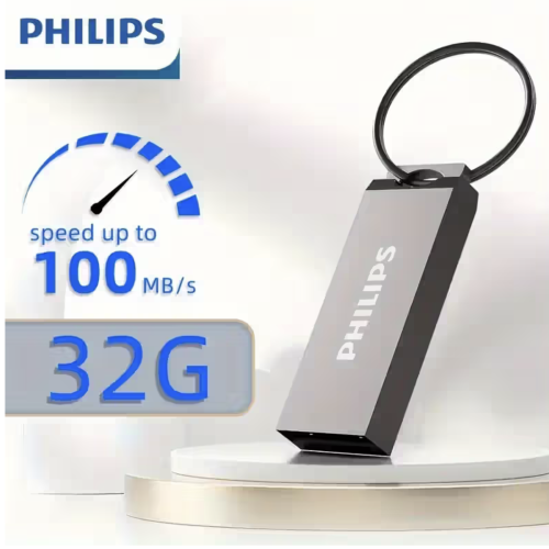 PHILIPS Ultra High-Speed 32GB Retractable USB Flash Drive | Durable Memory Stick with Lanyard for Data Storage And Transfer